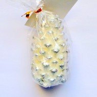 Новогодняя свеча шишка бел. с сереб. 9см